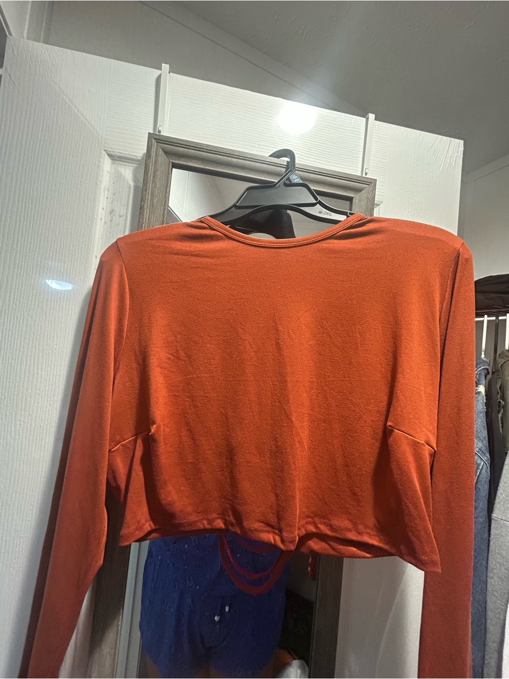 Women's Long Sleeve Cropped Top set - Rust Orange